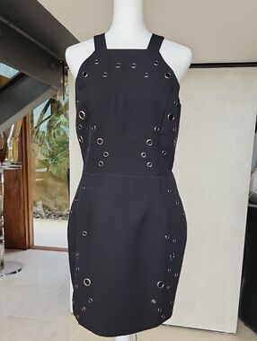 Greylin Black Eyelet Sheath Dress